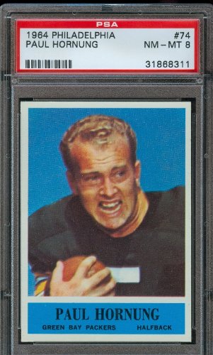 1964 Philadelphia #74 Paul Hornung Green Bay Packers Football Card Professionally Graded PSA 8 NM- MT