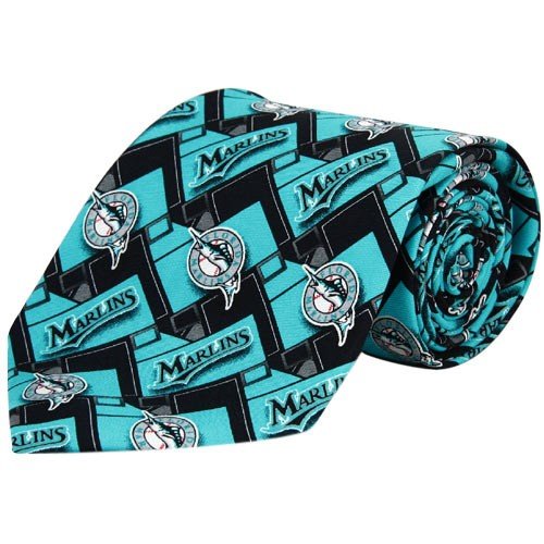 Florida Marlins Aqua-Black Pattern Tie