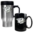 Nashville Predators NHL Stainless Steel Travel Mug & Black Ceramic Mug Set - Primary Logo Nashville Predators NHL Stainless Steel Travel Mug & Black Ceramic Mug Set - Primary Logo