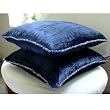 Navy Shimmer - Decorative Pillow Covers - Velvet Pillow Cover with Handmade Beaded Border