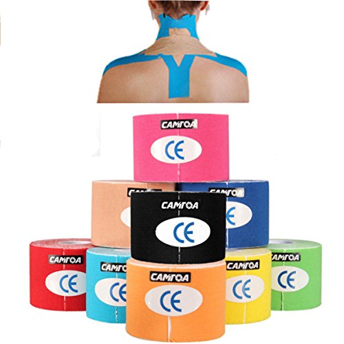 CAMTOA Kinesiology Tape Sports Muscles Care Elastic Physio Therapeutic Tape 5m x 5cm for Athletes