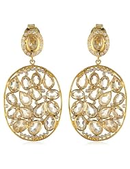 Elyssa Bass Designs 18K Vermeil Double Oval Rose Cut In Gemstone Post Earrings