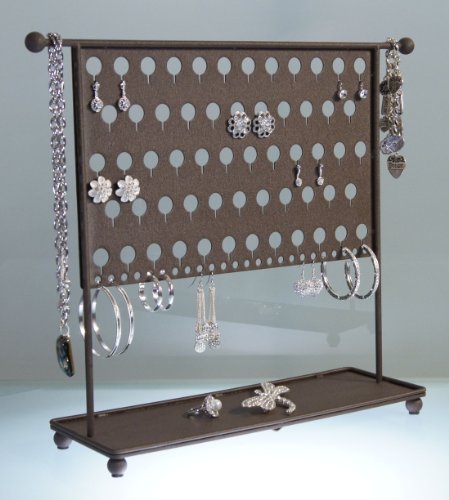 (EATM-Brown) Earring Holder Tree Stand Jewelry Organizer Storage Rack - Closet Jewelry Display - Vanity Accessory - Angelynn's Earring Angel