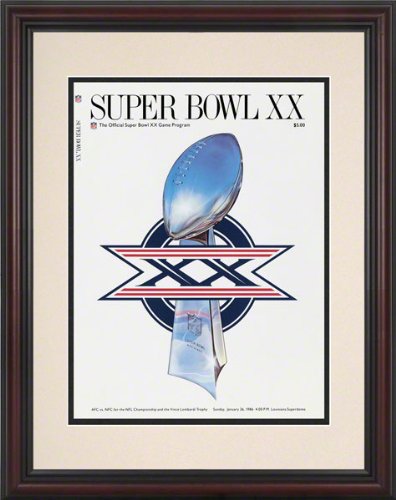 Framed 8.5 x 11 Super Bowl XX Program Print | Details: 1986, Bears vs Patriots