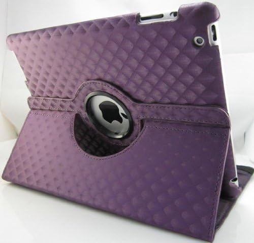 TOP® Quality 360 Degrees Rotating Stand Case for Apple iPad 5 / iPad Air with Beautiful Diamond Pattern (#800080-1-1). 6~10 Days Delivery!