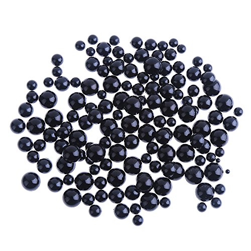 DECORA 500pcs Black Assorted Mixed Sizes Half-round Pearl for Wedding Decoration