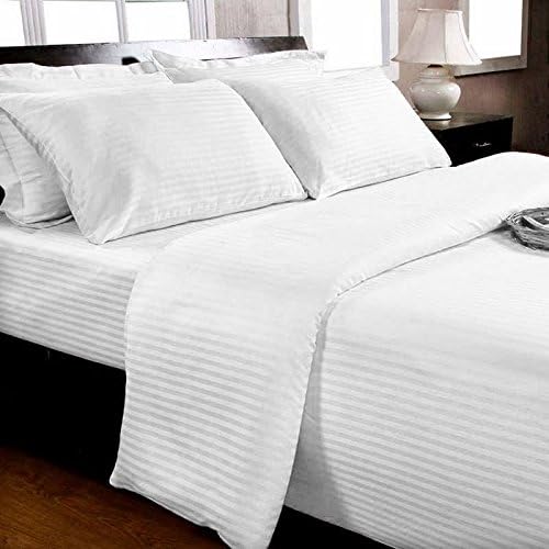 1000 Thread Count ,Egytian Cotton ,King,stripe ,White Sheet,4pc Set