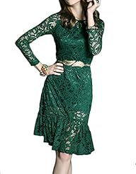 Sexy Lace-Up Spring Summer Polyester  Dress