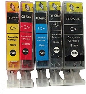 JCPINKTONER(TM) 5 Pack with CHIP Non-OEM Ink for PGI-225 CLI-226 Pixma ip4820 iP4920 MG5120 MG5220 MG5320 MG6120 MG6220 MG8120 MG8220 MX882