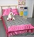 SoHo Hot Pink Satin and Zebra Print Chenille Twin Kids Childrens Bedding Set 4 pcs ** Monthly Special !**