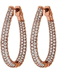 2.32 ct. tw Round Cut Diamond Pave Tear Shaped Inside Outside Hoop Earrings - G-H SI1 - 14 Kt. Rose Gold