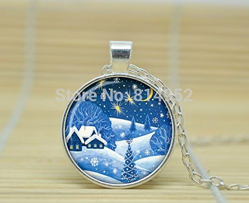 VintaStore Art Glass Necklace Christmas Jewelry Christmas Necklace Christmas New Year Pendant Christmas Jewelry a1798