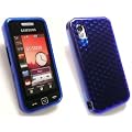 EMARTBUY SAMSUNG S5230 TOCCO LITE HEXAGON PATTERN GEL SILICON CASE/COVER/SKIN DARK BLUE