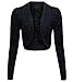 Thever Women Ladies Long Sleeve Knitted Metallic Lurex Shrug Cardigan Bolero Crop Top