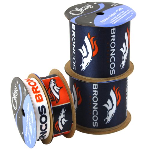 Offray NW7207AZ Denver Broncos Printed Craft Ribbon Pack, 12-Yard