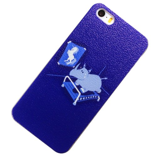 Funny Picture Go to Gym Fitness Running Hard Leather Feel Plastic Snap-on Protective Skin Case Cover for Apple Iphone 5 5s (Running Hippo Unicorn)