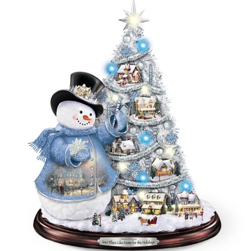 Thomas Kinkade Snowman Pre-Lit Christmas Tree: Sno' Place Like Home For The Holidays by The Bradford Exchange