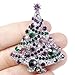EVER FAITH Streamer Star Christmas Tree Brooch Pin Green w/Purple Austrian Crystal