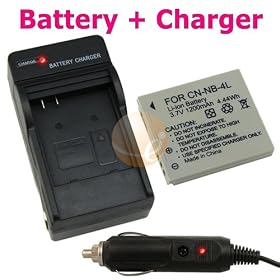 NB-4L Battery+Charger For Canon PowerShot SD1100 IS SD1000 SD200 SD300 SD400 SD600 SD780IS SD780 IS New with Car ADAPTER