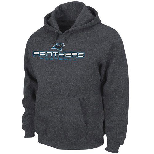 NFL Men's Carolina Panthers 1st and Goal IV Long Sleeve Hooded Fleece Pullover (Charcoal Heather, Large)