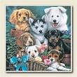 Artworks Home Accents ~ Absorbastone Puppies in Garden Coasters Set.4
