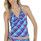 Xhilaration® Juniors Plaid Tankini Swim Top - Blue/Green/Purple/Pink