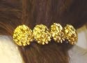 Three Gold Plated Buttons on French Barrette Hair Clip for Women and Teens