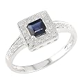 14K White Gold 1/10 ctw Diamond and Sapphire Ring