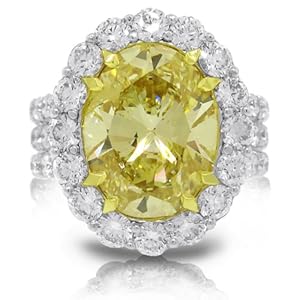 11.60ct 18k Two-tone Gold GIA Certified Oval Shape Natural Fancy Yellow Diamond Ring