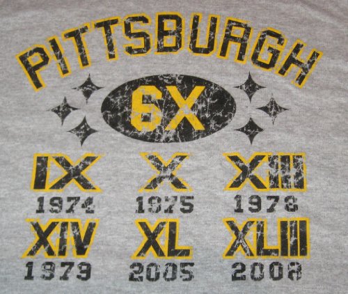 Xl Pittsburgh Football Faded Grey Six Times Champions T Shirt