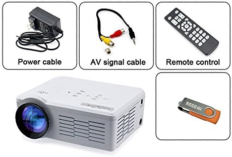 CASSIEDRRAM 800 Lumens Mini Micro Projector Home Cinema with Led, Wxga 640x480 Resolution, Pocket Size, Hdmi, Usb,ir, Sd,tv,mini-vga, 20,000 Hour LED Life, Media Player, free 8G USB Disk