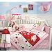 SoHo Chasing Butterflies Baby Girl Crib Nursery Bedding Set 10 Pcs **Reversible Into Morden Pink & Brown Polka Dot Designs !**