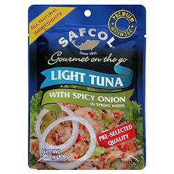 SAFCOL Gourmet on the Go Chunk Light Tuna with Spicy Onion in Spring Water, 3.5-Ounce Pouches (Pack of 12)