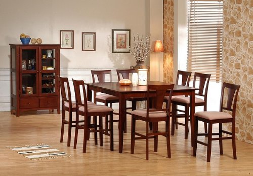 All new item 9 pc cherry finish counter height dining room table set with solid woods and cherry veneers
