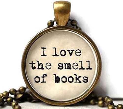 I love the smell of books necklace - gift for book lover - hand-poured resin - made to order - choose your setting
