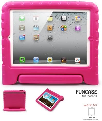 MOCREO® iPad 5 Funcase Kido Series Light Weight Shock Proof Super Protection Kids Safety Convertible Freestanding Handle Tablet Case Cover Merry Christmas Gifts Kiddie Funny Cases for Apple iPad Air, iPad 5(Pink)