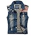 Najia Symbol Men's Slim Fit Retro Cow Light Blue Denim Vest 167
