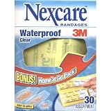 Nexcare Waterproof Clear Bandages 30 Assorted Bandages Each (Pack of 3)