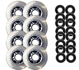 CLEAR OUTDOOR Inline Skate Wheels 76mm +ABEC 5 BEARINGS