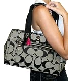 Authentic Coach Daisy Signature Satchel Tote Purse 14878 Black/White