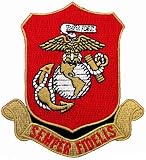 US Marine Corps Embroidered Patch USMC Military Semper Fi Fidelis Shield Iron-On Emblem