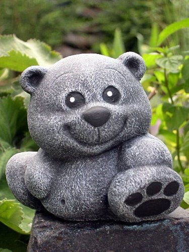 Steinfigur Tierfigur Bär teddy schiefergrau