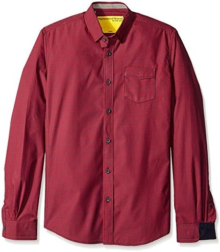 Descendant of Thieves Men's Check Me Shirt, Red, L