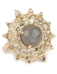 Nam Cho "Bulls Eye" Cocktail Ring with Champagne Diamonds in 18k, Size 7