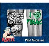 Popeye Pint Glass~ Set of 2 16oz Glasses~ Officially Licensed