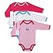 Luvable Friends 3-Pack Long Sleeve Bodysuit, Pink Owl,9-12 Months