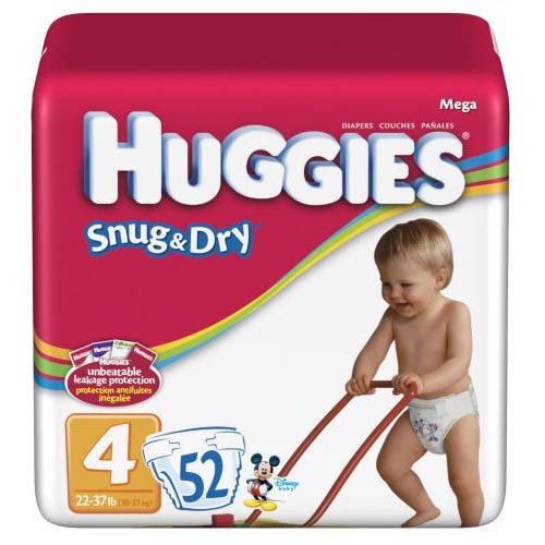 Picture of Kimberly-Clark Huggies Baby Diapers, Snug & Dry, Size 4 (22 - 37 lbs), Mega, Case of 2/52s (104 ct) B00246E3IS (Bicycle Child Seat)