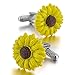 Men's 2PCS Rhodium Plated Cufflinks Yellow Flower Sunflower Shirt Wedding Business 1 Pair Set Unique