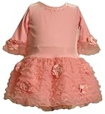 Bonnie Baby Stretch Velvet Bodice To Mesh Ruffle Skirt
