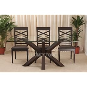 Venice 6ft DARK OAK GLASS DINING TABLE & 6 CHAIRS New